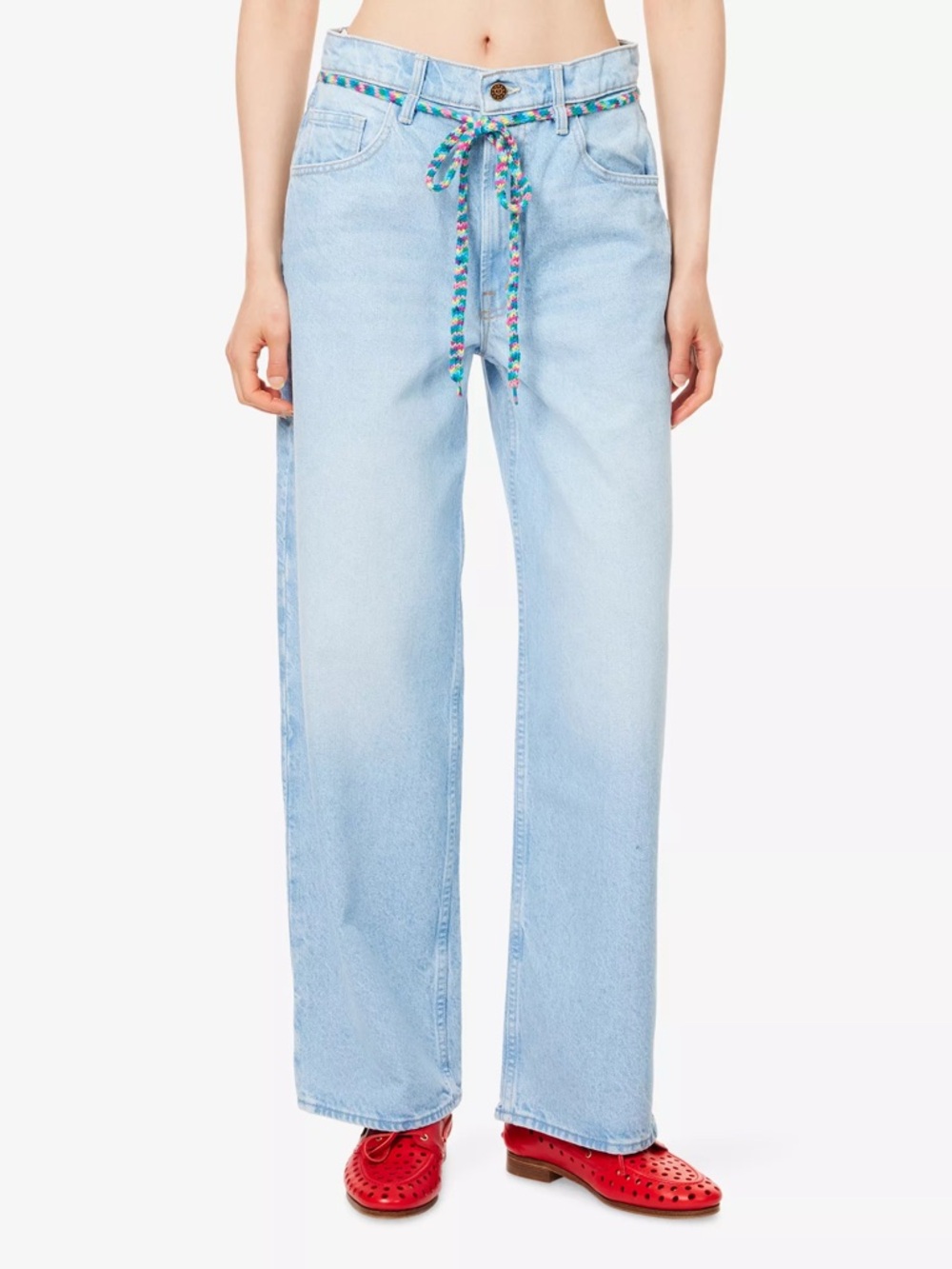 MOTHER Snacks The Shoelace Fun Dip Nerdy Wide-Leg Denim-Blend Jeans Size 26